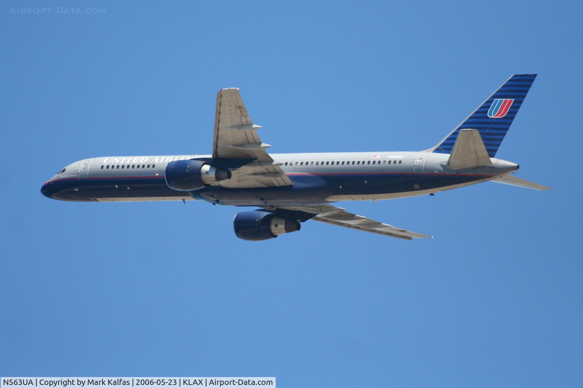 N563UA, 1992 Boeing 757-222 C/N 26665, United Airlines Boeing 757-222, N563UA 25R departure KLAX.