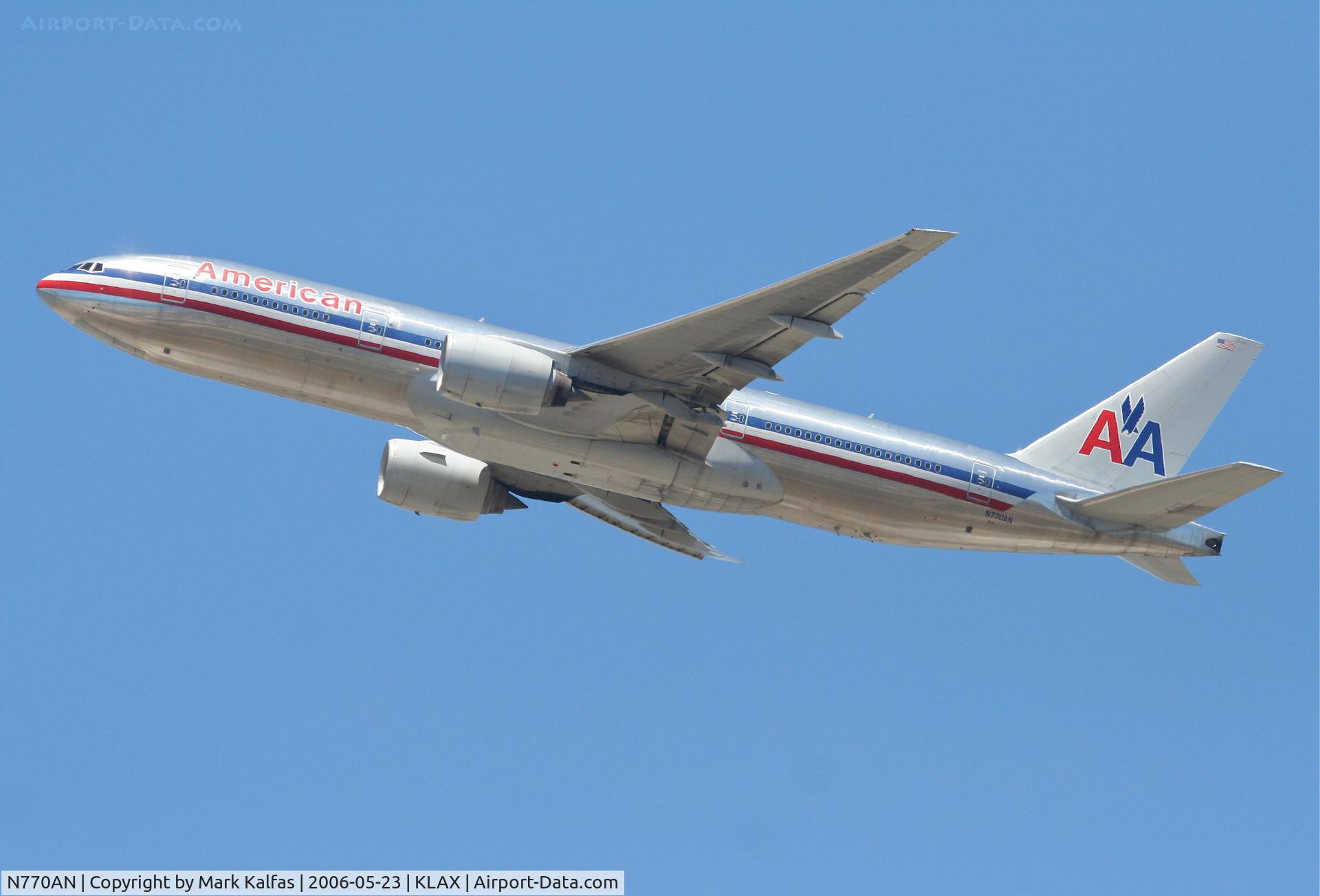 N770AN, 1999 Boeing 777-223 C/N 29578, American Airlines Boeing 777-223. N770AN 25R departure KLAX.