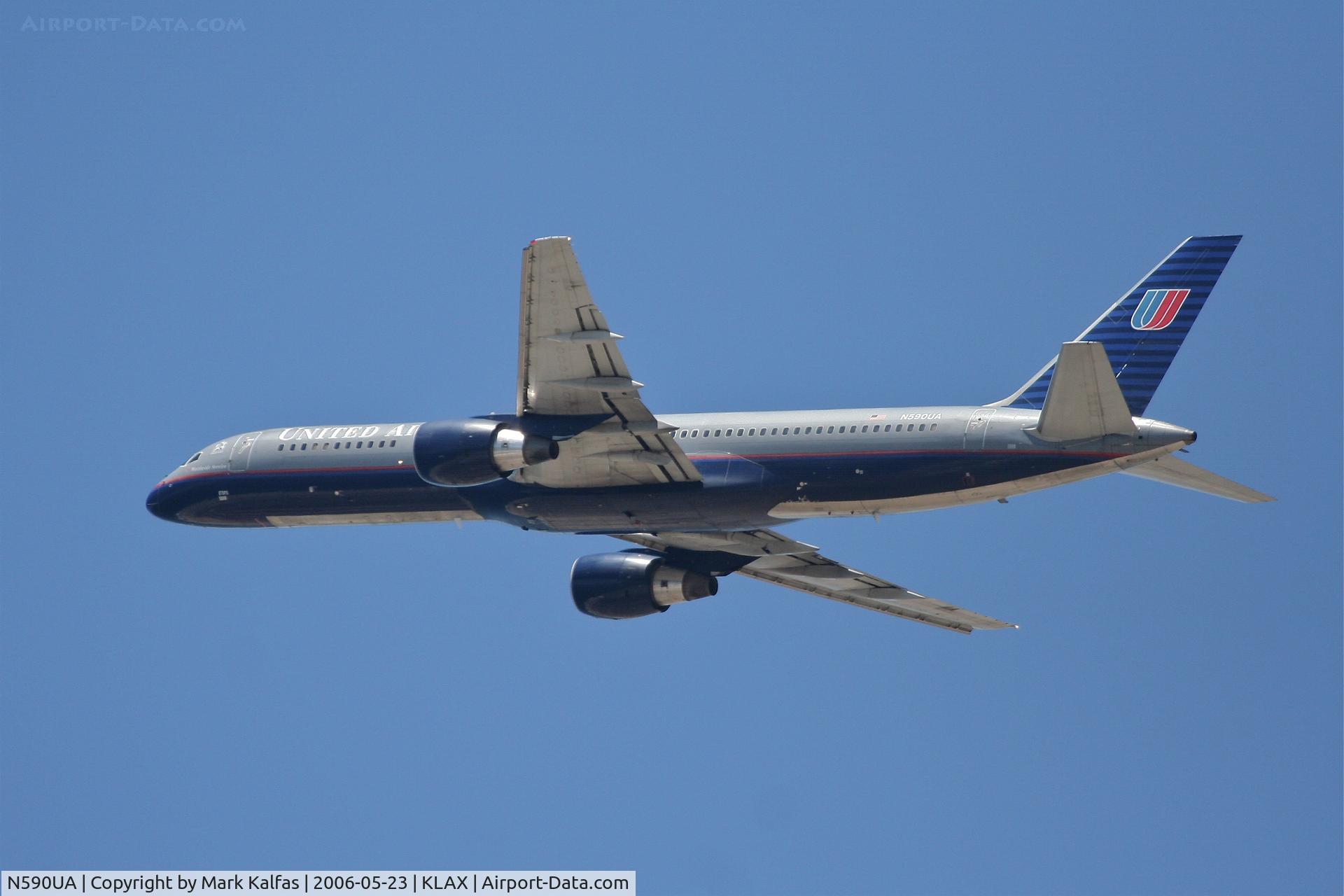N590UA, 1997 Boeing 757-222 C/N 28708, United Airlines Boeing 757-222, N590UA 25R departure KLAX.