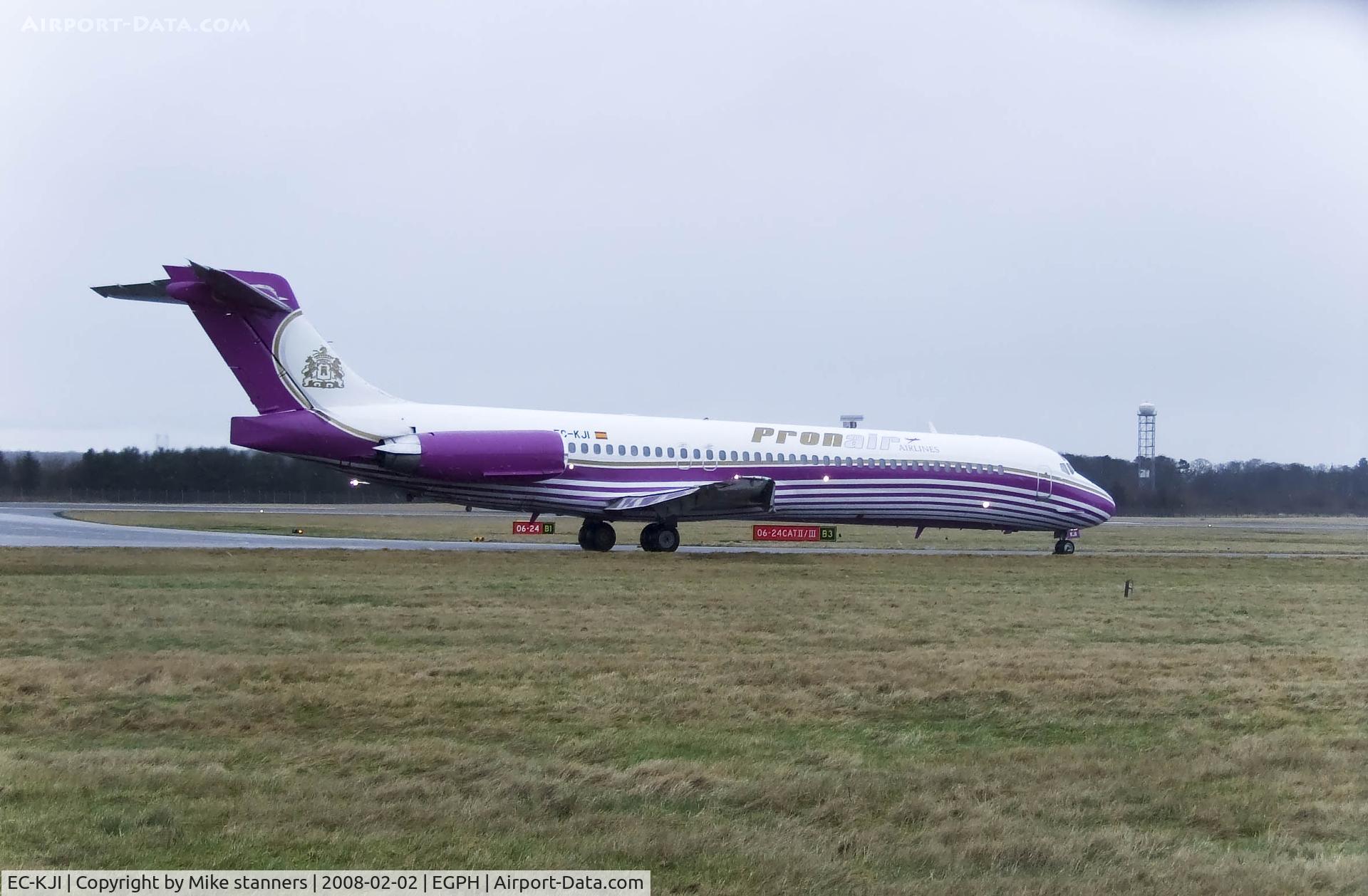 EC-KJI, 1990 McDonnell Douglas MD-87 (DC-9-87) C/N 49836, Pronair MD-87 Arrives at EDI With french rugby fans for the six nations game against Scotland