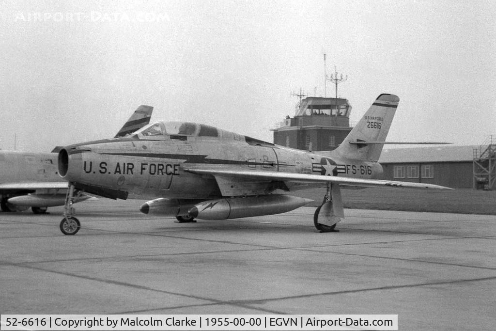 52-6616, Republic F-84F Thunderstreak C/N Not found 52-6616, Republic F-84F Thunderstreak at a Base Open Day, RAF Brize Norton in the 1950's.