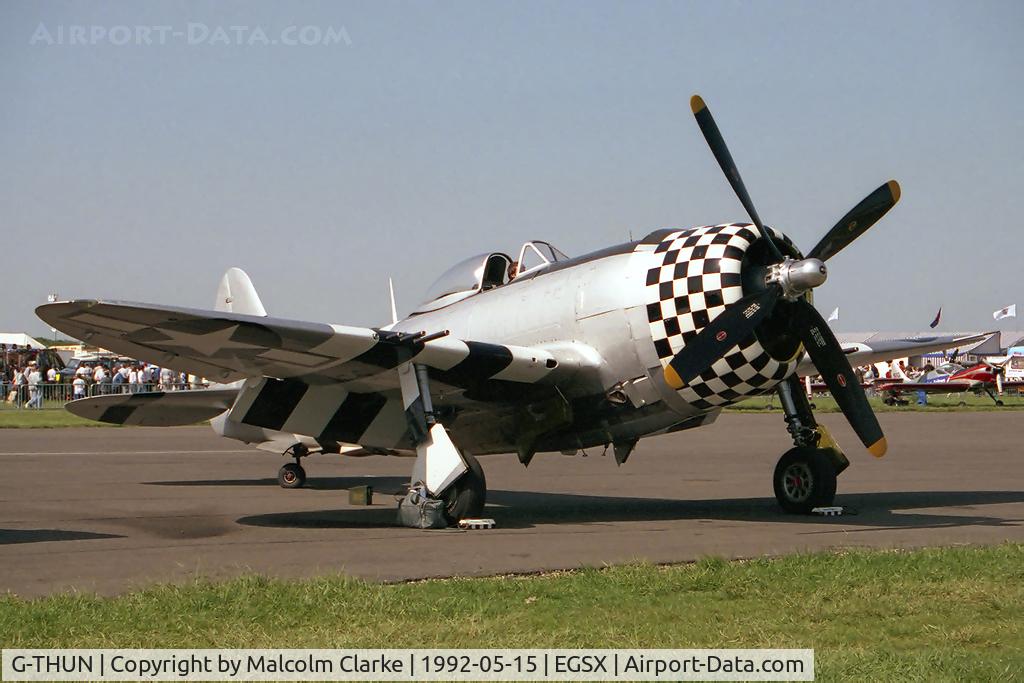 G-THUN, 1945 Republic P-47D Thunderbolt C/N 399-55731, Republic P-47D Thunderbolt at Airshow Europe, North Weald in 1992.
