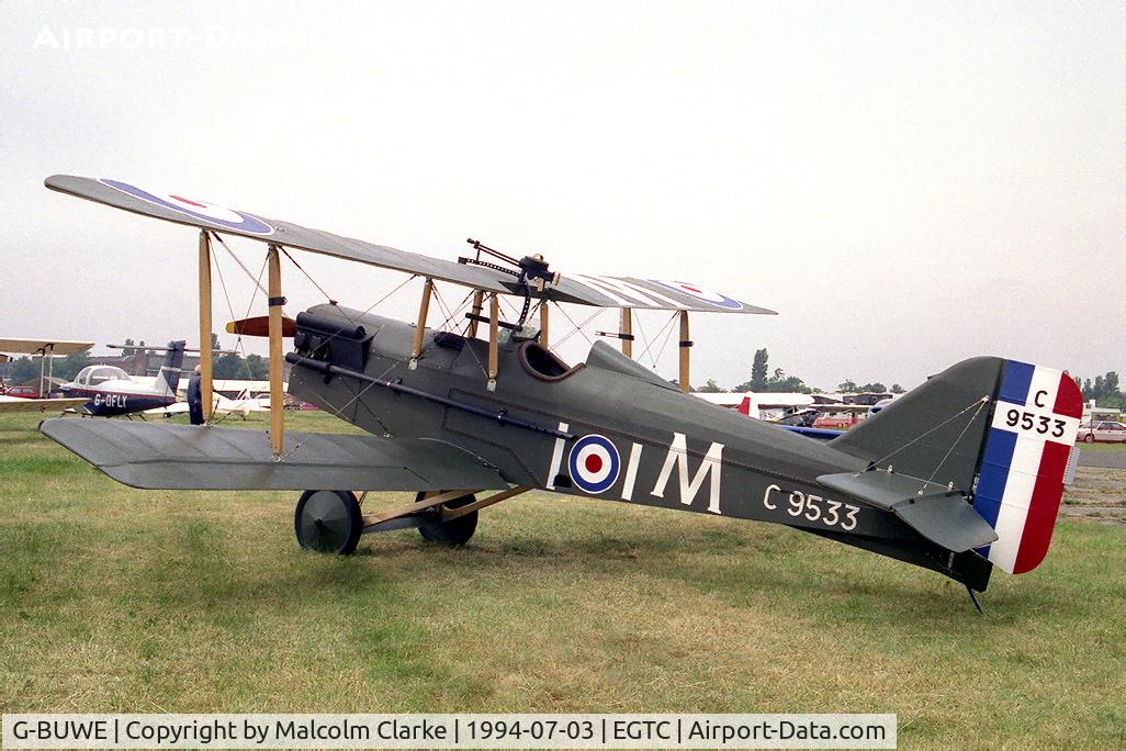 G-BUWE, 1993 Royal Aircraft Factory SE-5A Replica C/N PFA 020-11816, Royal Aircraft Factory SE-5A (Replica) at the 1994 PFA Rally, Cranfield. Painted as C9533 of the Royal Flying Corps.