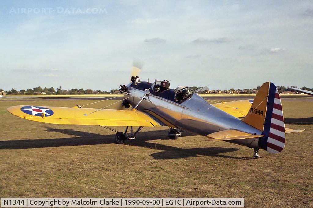 N1344, 1943 Ryan ST3KR C/N 2086, Ryan PT-22 Recruit (ST3KR) at Cranfield Airport, UK in 1990.