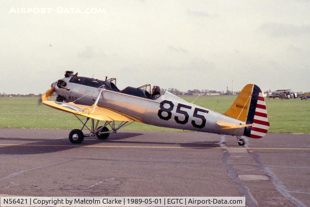 N56421, 1941 Ryan Aeronautical ST3KR C/N 1539, Ryan PT-22C Recruit (ST3KR) at Cranfield Airport, UK in 1989.