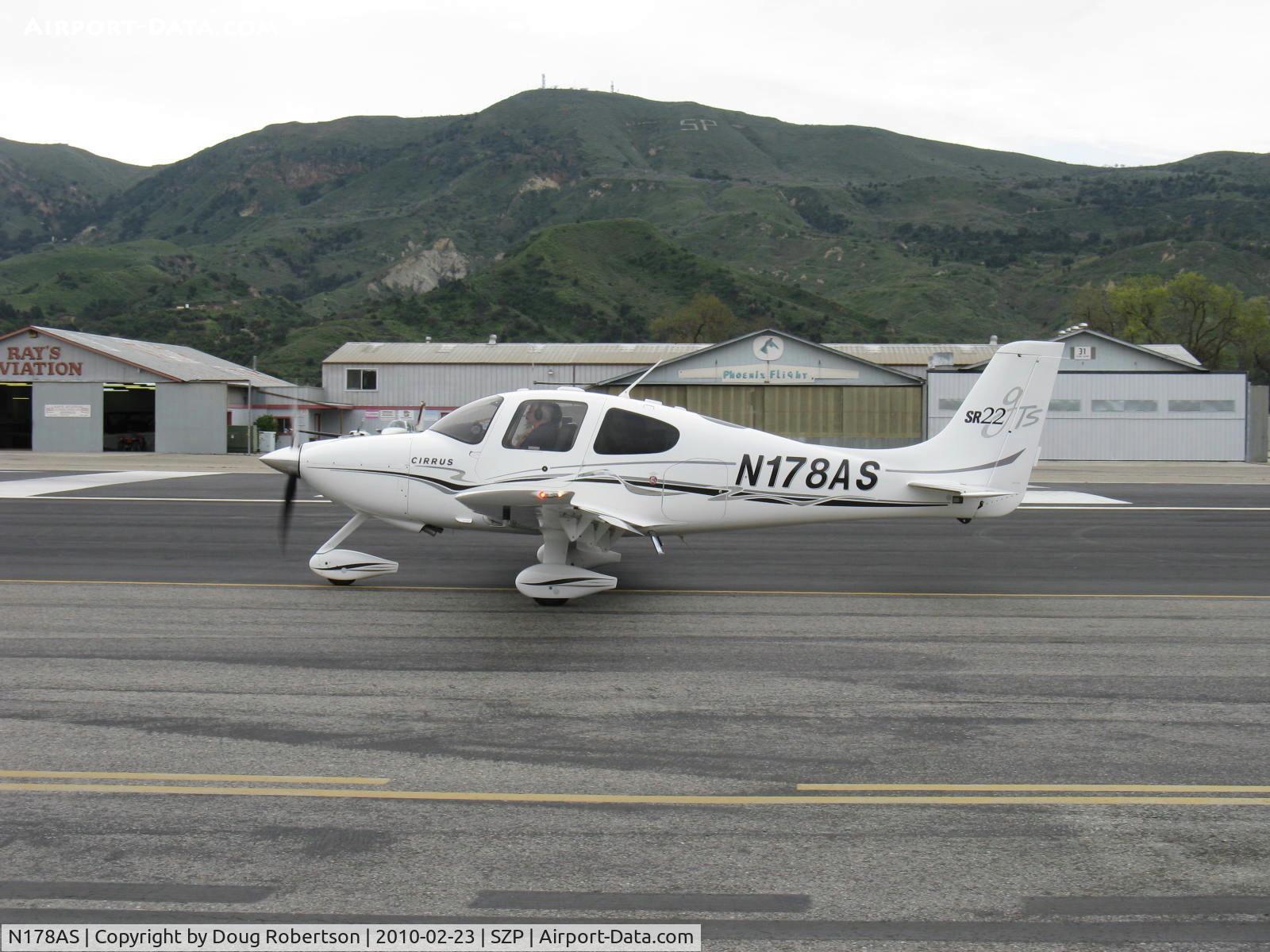 N178AS, 2005 Cirrus SR22 GTS C/N 1600, 2005 Cirrus SR22 GTS, Continental IO-550-N 310 Hp, taxi to Rwy 22