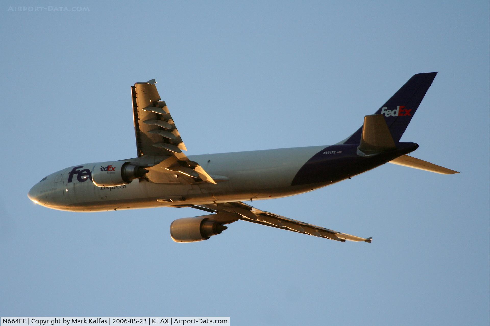 N664FE, 1996 Airbus A300F4-605R C/N 768, FedEx Airbus A300F4-605R, N664FE 25L departure KLAX.