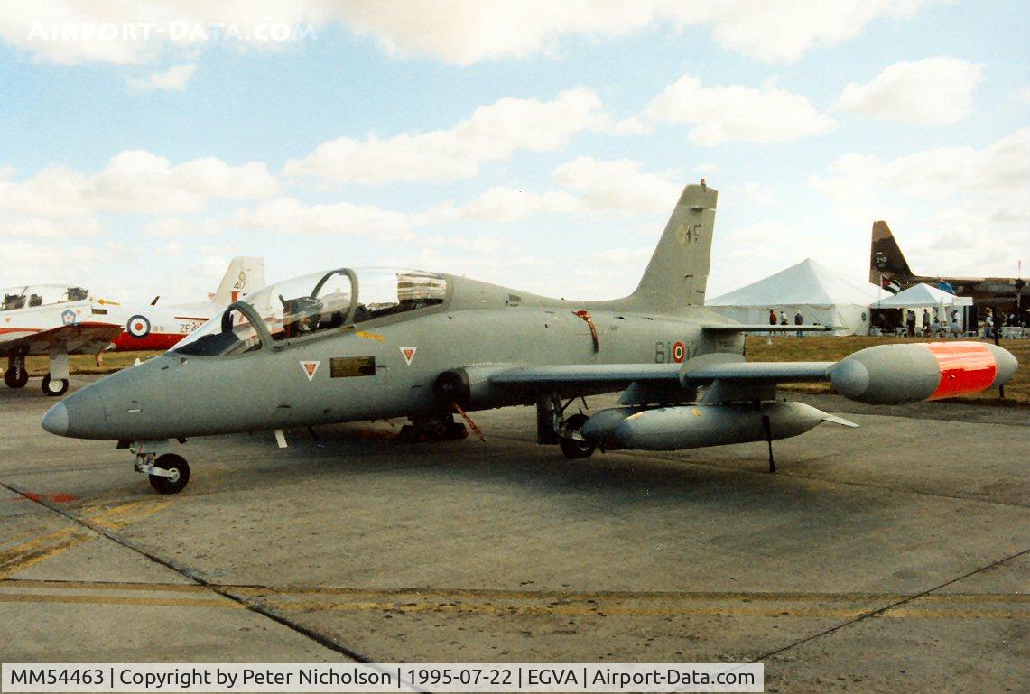 MM54463, Aermacchi MB-339A C/N 6642/039/AA025, MB.339A, callsign India 4523, of 61 Stormo Italian Air Force on display at the 1995 Intnl Air Tattoo at RAF Fairford.