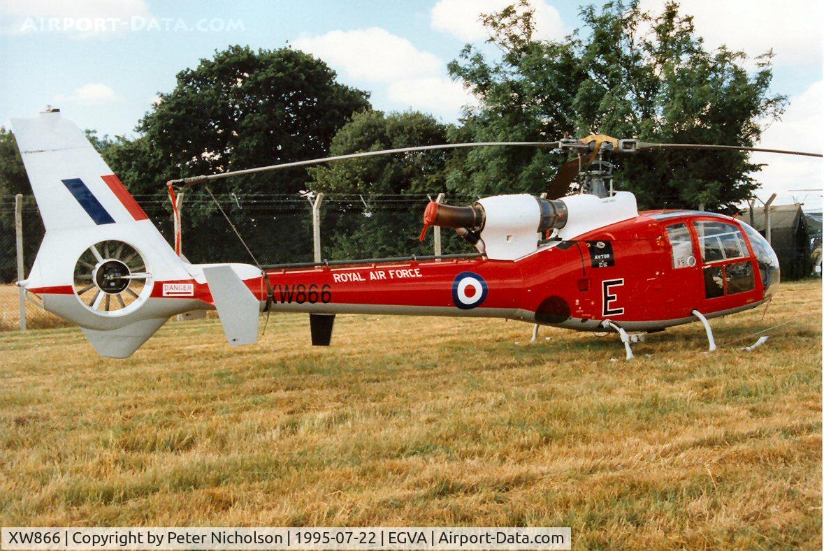 XW866, 1973 Westland SA-341D Gazelle HT3 C/N WA1120, Gazelle HT.3, callsign SYS 48, of 2 Flying Training School on display at the 1995 Intnl Air Tattoo at RAF Fairford.
