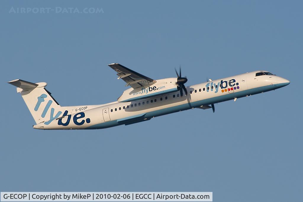 G-ECOP, 2009 De Havilland Canada DHC-8-402Q Dash 8 C/N 4242, Climbing away from 05L.