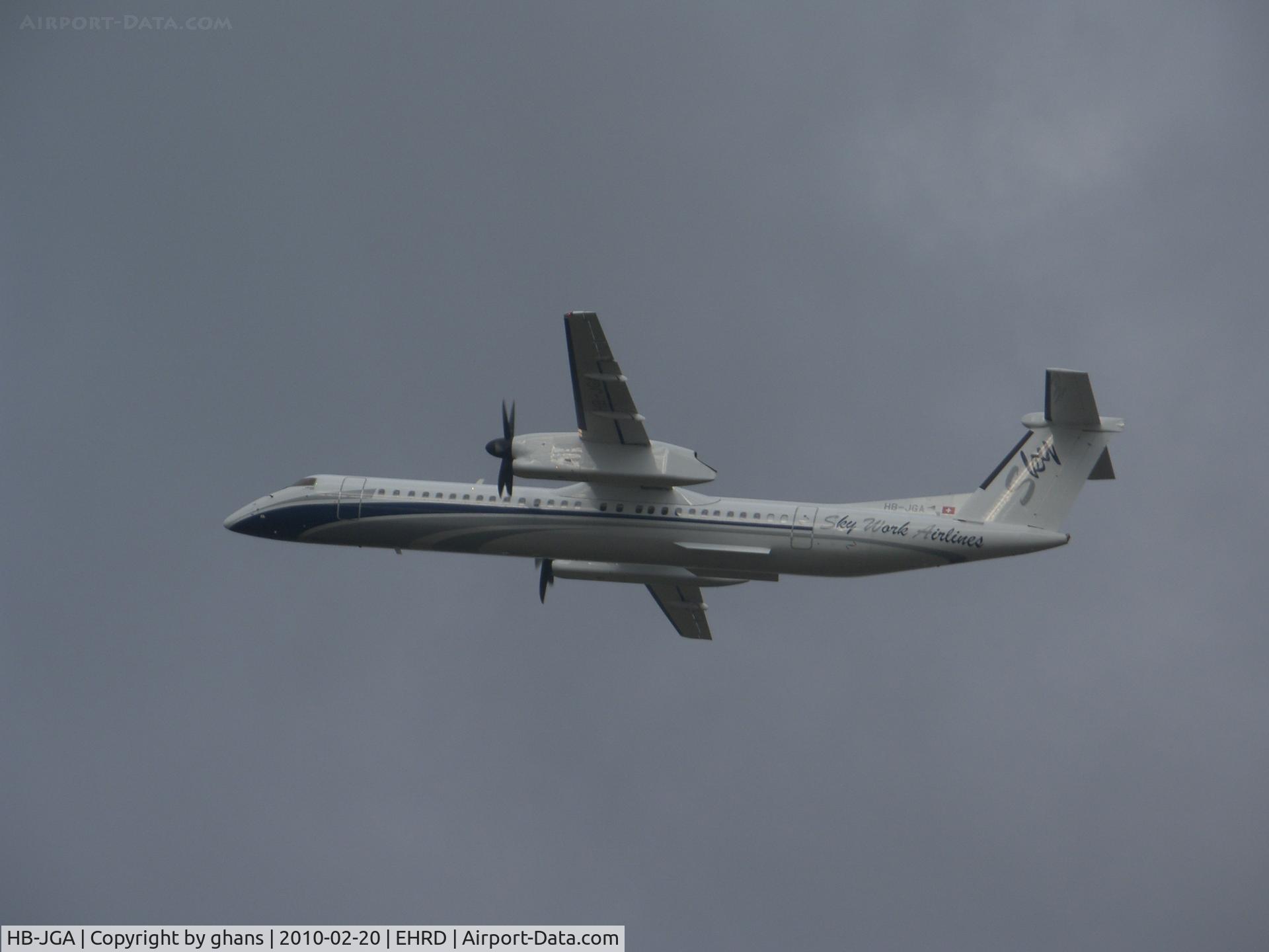 HB-JGA, 2008 De Havilland Canada DHC-8-402Q Dash 8 Dash 8 C/N 4198, leaving for LSZB