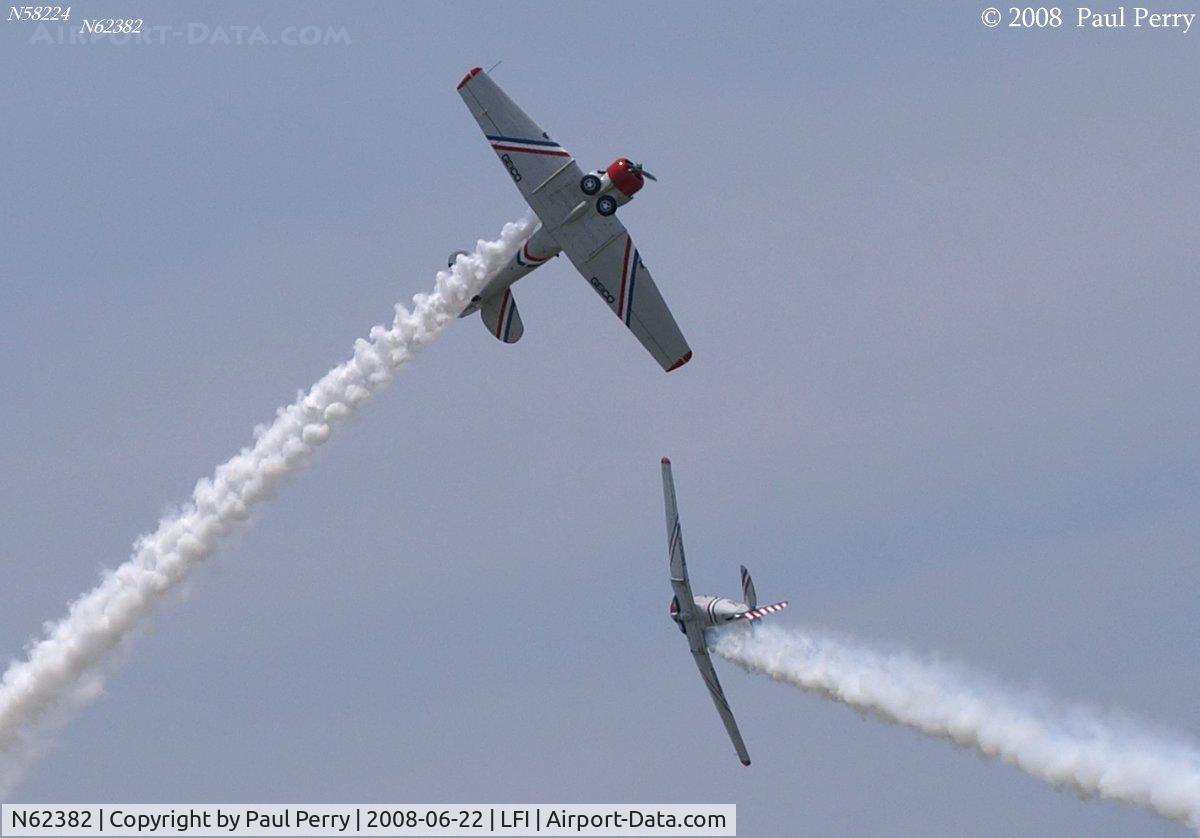 N62382, 1940 North American SNJ-2 Texan C/N 2039, Number 6 passing under