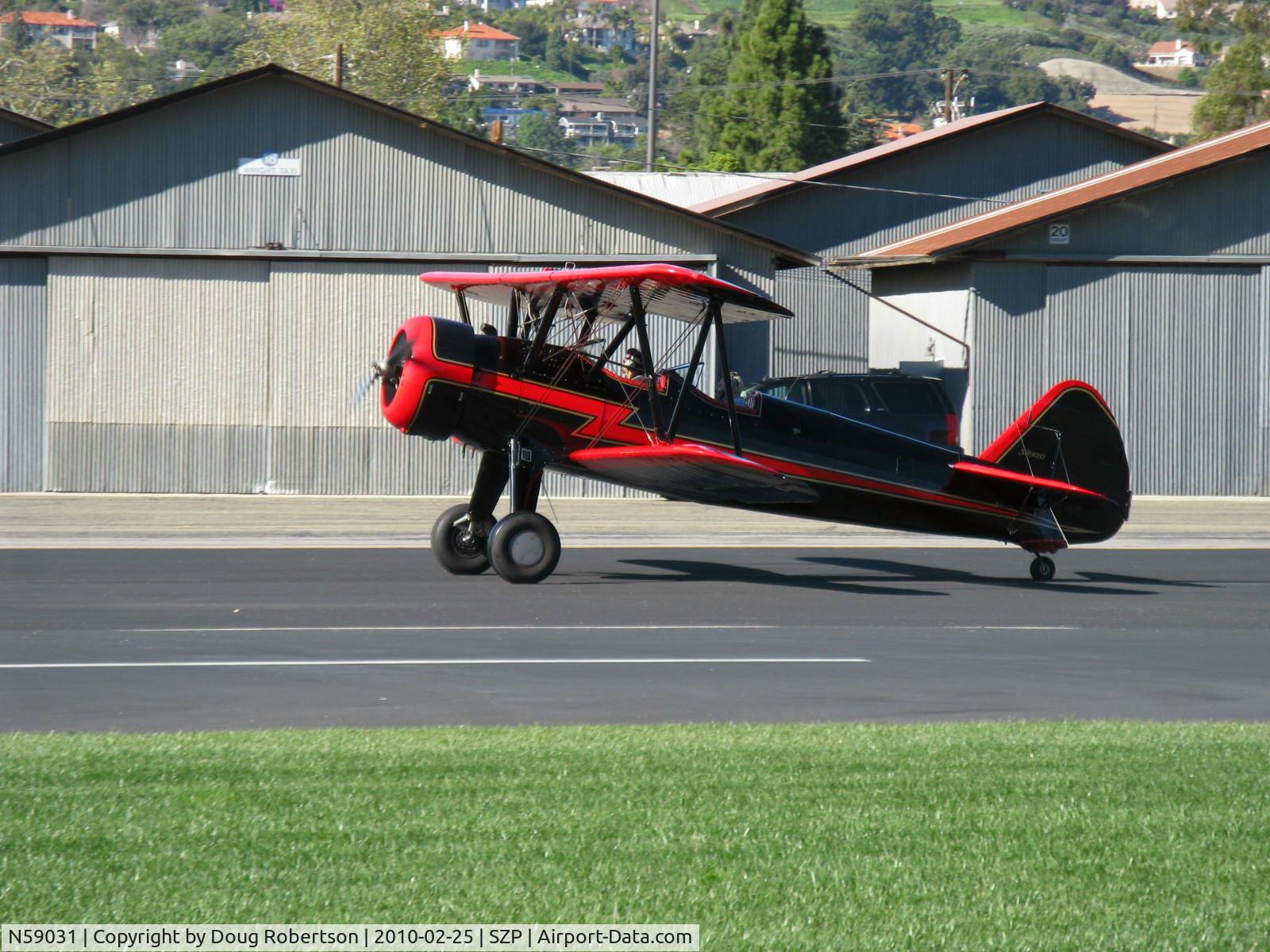 N59031, 1941 Boeing A75N1(PT17) C/N 75-3808, 1941 Boeing Stearman A75N1, Continental W670 220 Hp, landing roll Rwy 22