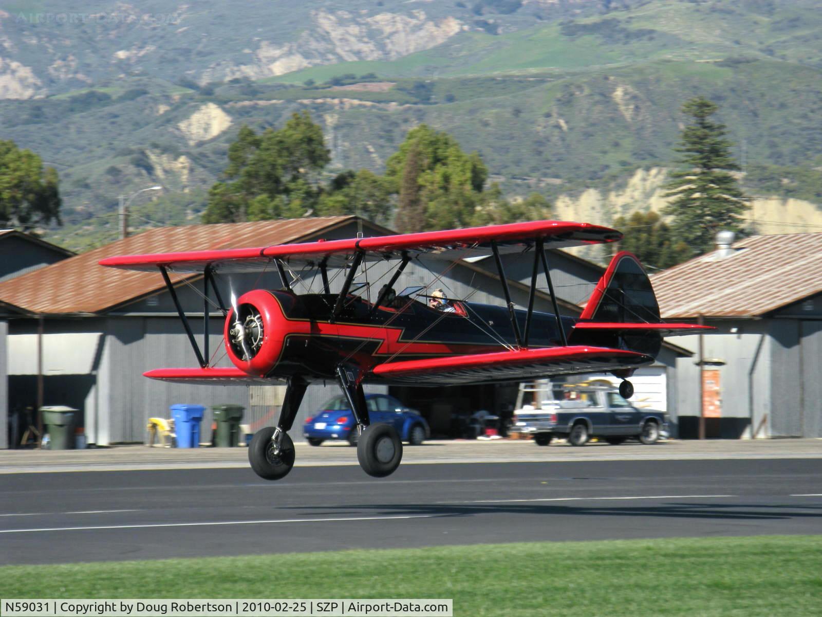 N59031, 1941 Boeing A75N1(PT17) C/N 75-3808, 1941 Boeing Stearman A75N1, Continental W670 220 Hp, takeoff Rwy 22