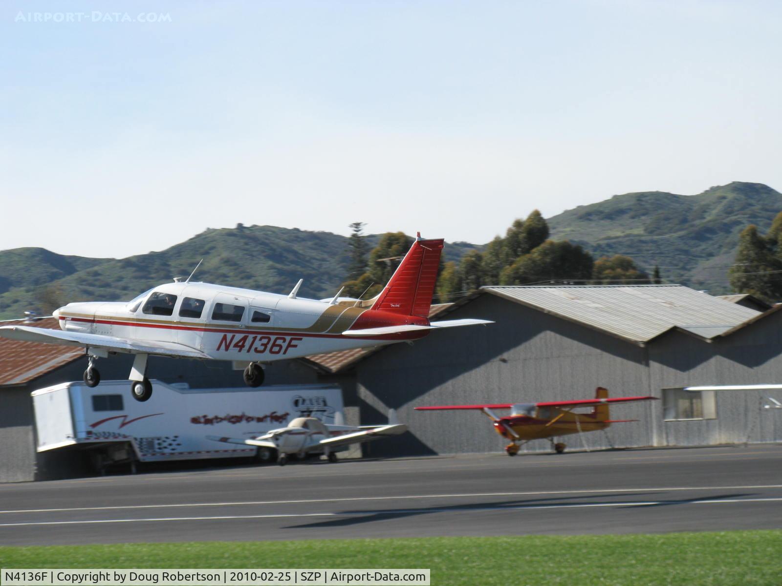 N4136F, 1976 Piper PA-32R-300 Cherokee Lance C/N 32R-7680429, 1976 Piper PA-32R-300 LANCE, Lycoming TIO-540-S1AD 300 Hp turbo upgrade, takeoff climb Rwy 22
