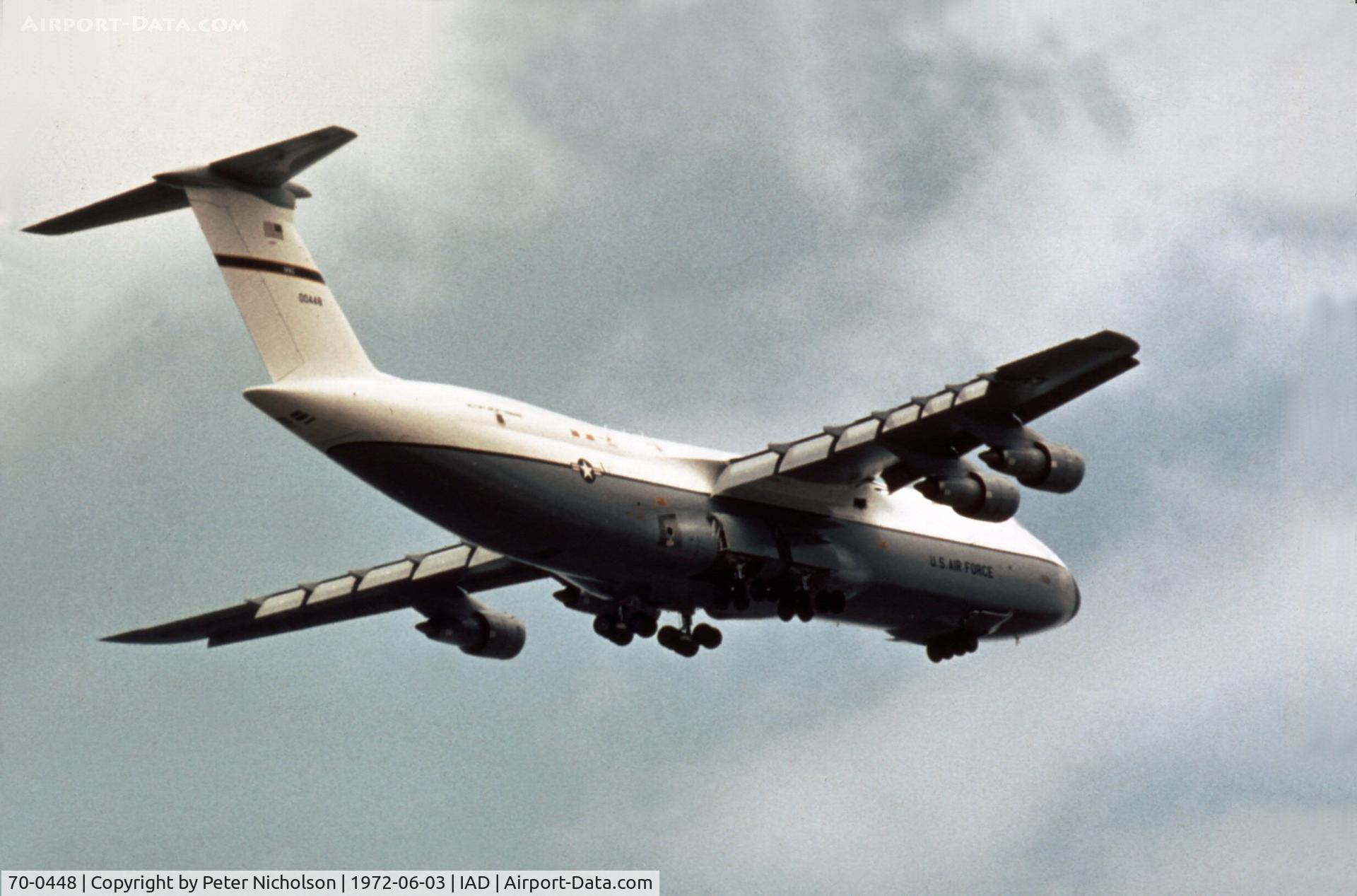 70-0448, 1970 Lockheed C-5A Galaxy C/N 500-0062, C-5A Galaxy on a fly-past at Transpo 72 at Dulles.