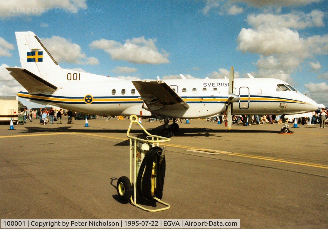 100001, 1989 Saab Tp100 (340B) C/N 340B-170, Saab 340B of F16 Wing Royal Swedish Air Force on display at the 1995 Intnl Air Tattoo at RAF Fairford.