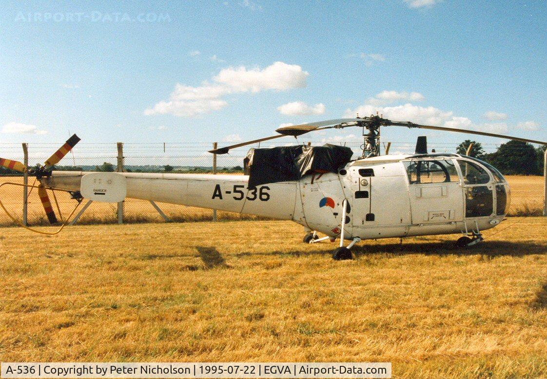 A-536, 1969 Sud SE-3160 Alouette III C/N 1536, Alouette III of 302 Squadron Royal Netherlands Air Force at the 1995 Intnl Air Tattoo at RAF Fairford.
