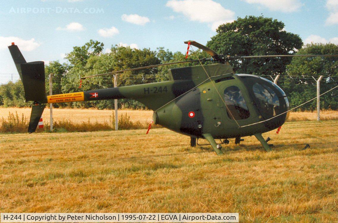 H-244, Hughes 500M C/N 61-0244M, Hughes 500M, callsign Danish Army 3361, on display at the 1995 Intnl Air Tattoo at RAF Fairford.
