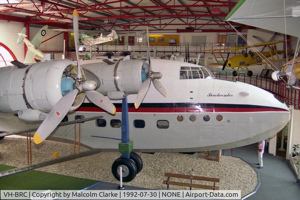 VH-BRC, 1943 Short S.25 Sandringham 4 C/N SH.55C, Short S-25V Sandringham 4 in the Southampton Hall of Aviation, UK in 1992.  'Beachcomber' converted to a Sandringham in 1947.