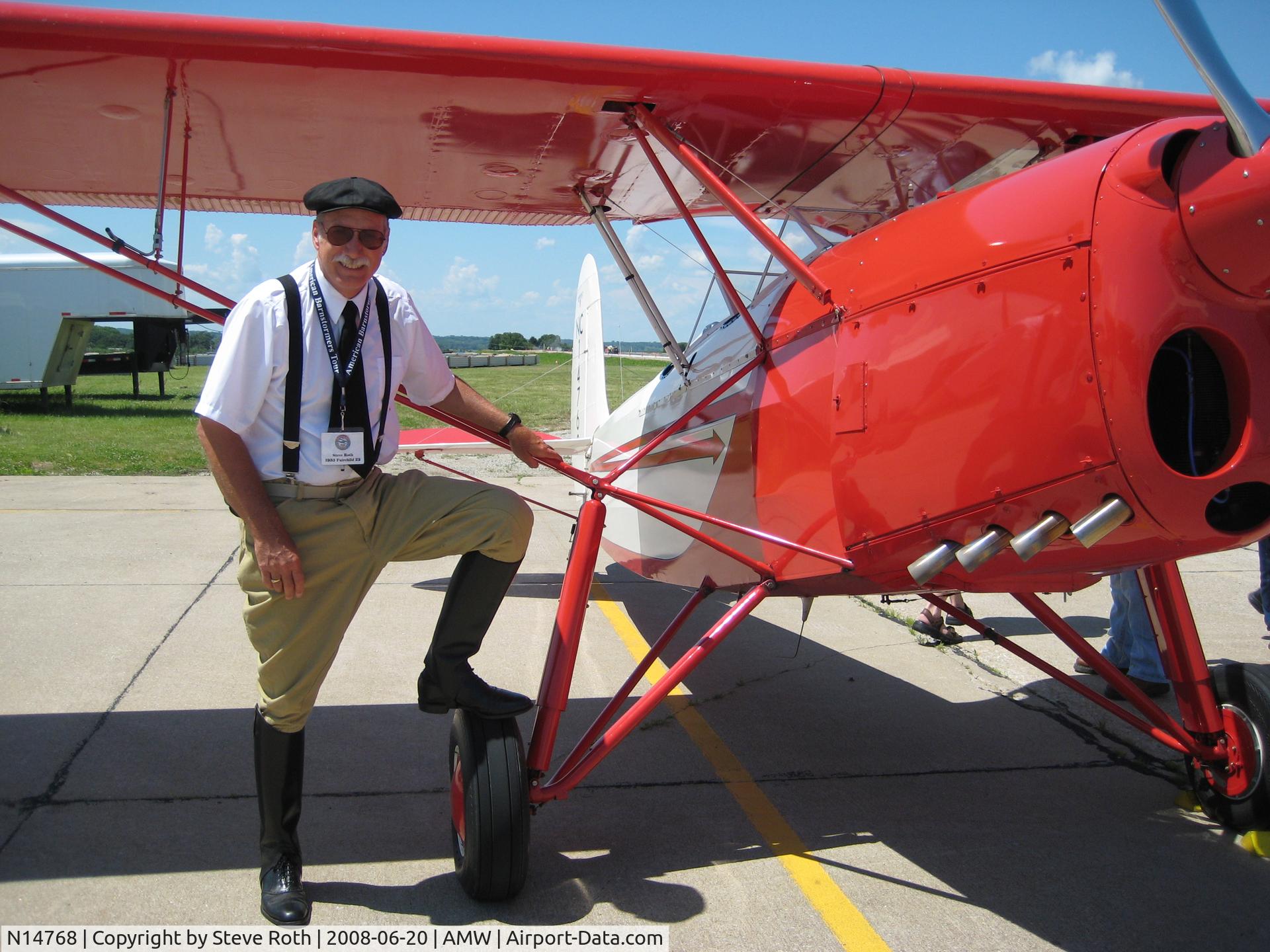 N14768, 1933 Fairchild 22 C7D C/N 922, Owner/Pilot Steve Roth with his Fairchild 22 C7DM during 2008 American Barnstormers Tour
