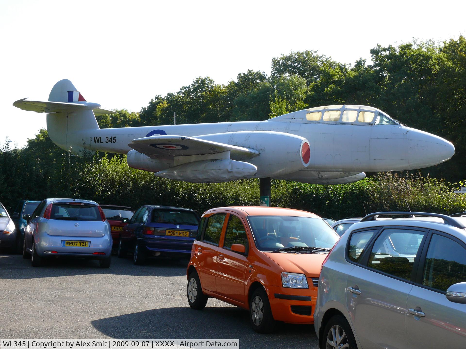 WL345, Gloster Meteor T.7 C/N Not found WL345, Gloster Meteor T7 WL345 Royal Air Force at a car dealer in Hollington