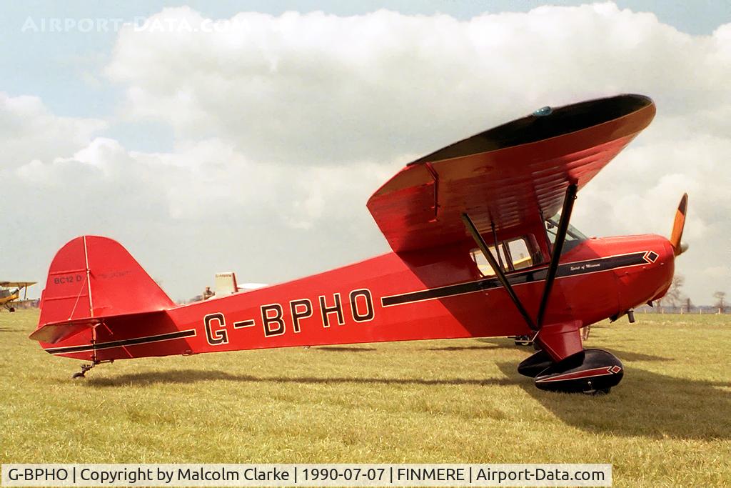 G-BPHO, 1946 Taylorcraft BC-12D Twosome C/N 8497, Taylorcraft BC-12D Twosome at Finmere Airfield, UK in 1990. Previously N96197.