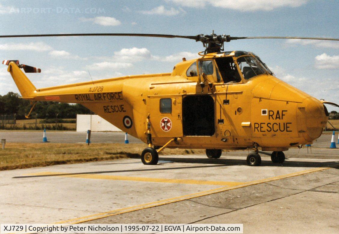 XJ729, 1955 Westland Whirlwind HAR.10 C/N WA100, Whirlwind HAR.10 on civil register as G-BVGE on display at the 1995 Intnl Air Tattoo at RAF Fairford.