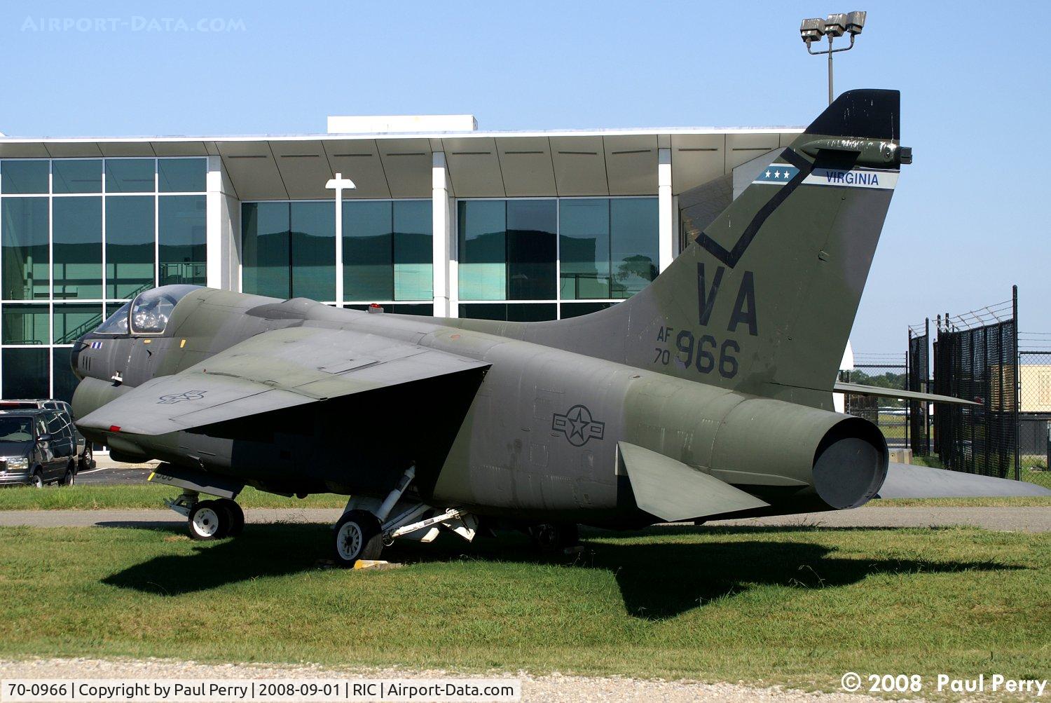70-0966, 1970 LTV A-7D Corsair II C/N D-112, Once an active duty bird here at Richmond