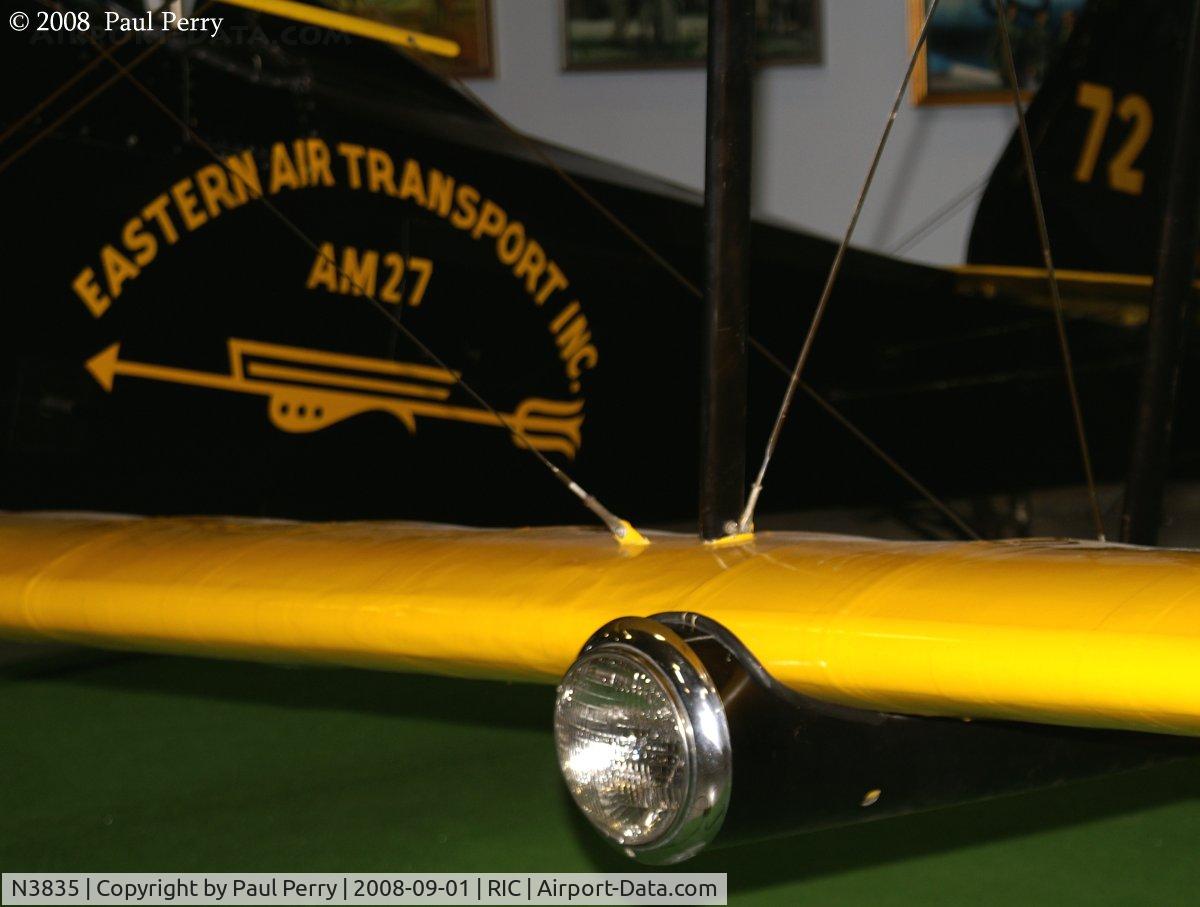 N3835, 1927 Pitcairn PA-5 Mailwing C/N 9, Landing light, and the moniker of an early operator