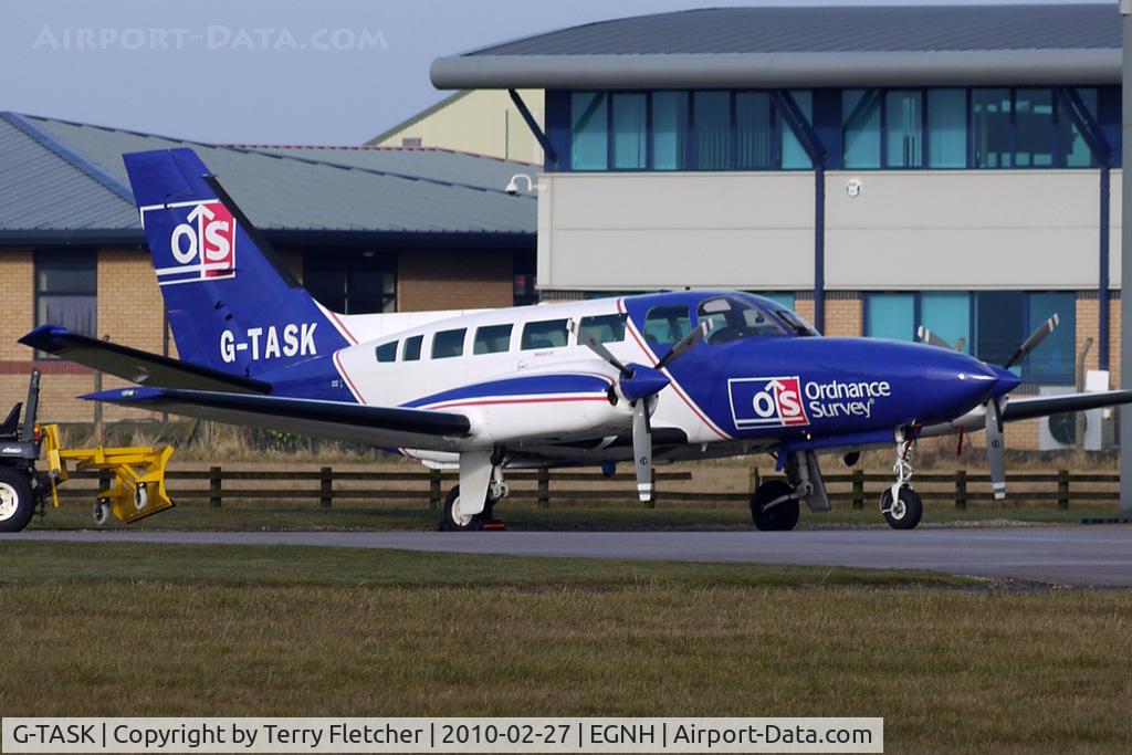 G-TASK, 1982 Cessna 404 Titan C/N 404-0829, Ordanance Survey Cessna 404 parked at Blackpool