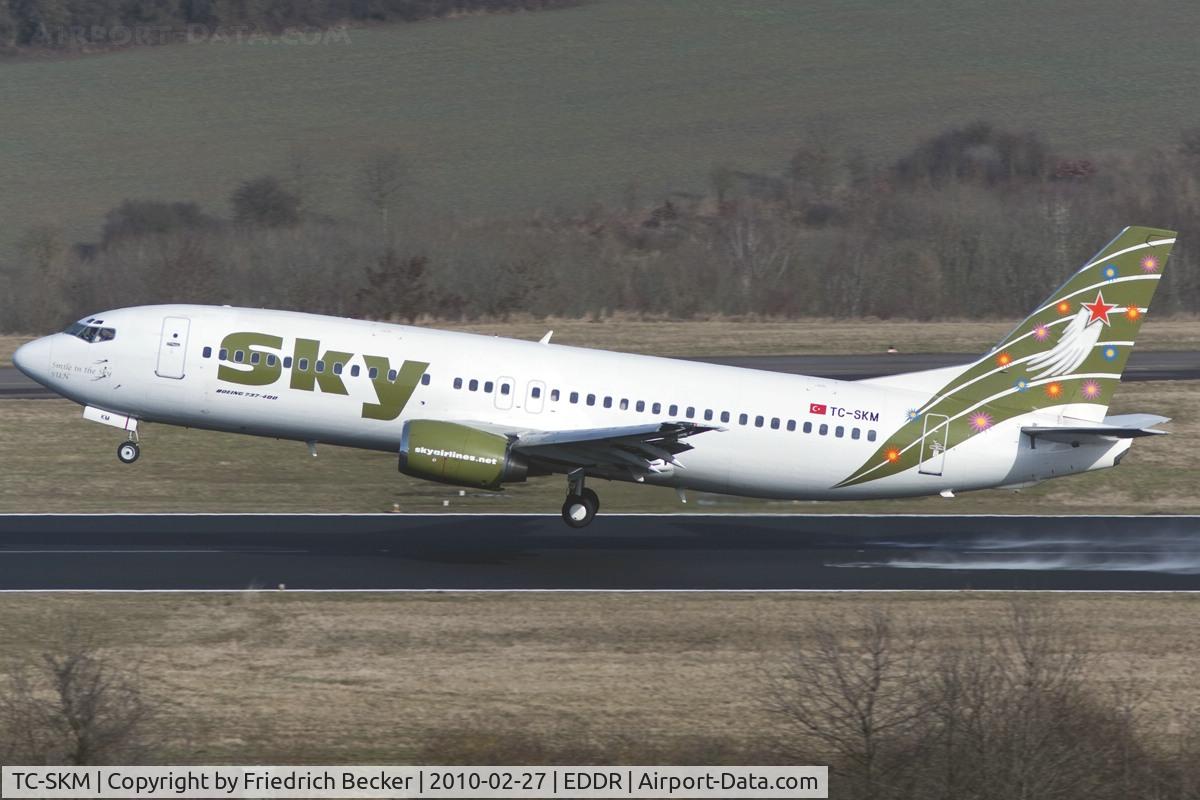 TC-SKM, 1997 Boeing 737-49R C/N 28882, departing EDDR via Zweibrücken three whiskey departure route