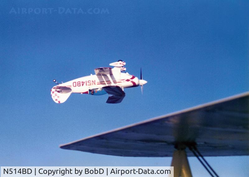 N514BD, 1995 Aviat Pitts S-2B Special C/N 5321, Me flying off the wing of the Hart Air Great Lakes