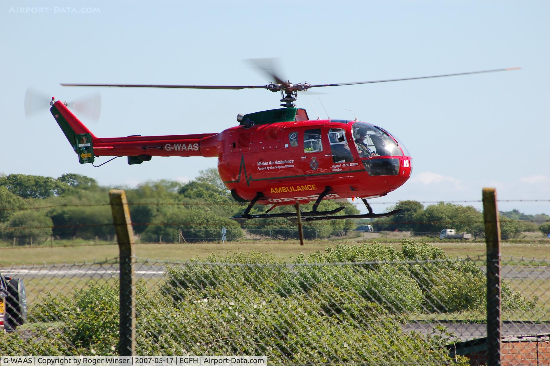 G-WAAS, 1992 MBB Bo.105DBS-4 C/N S.138/911, Helimed 57 returning to base