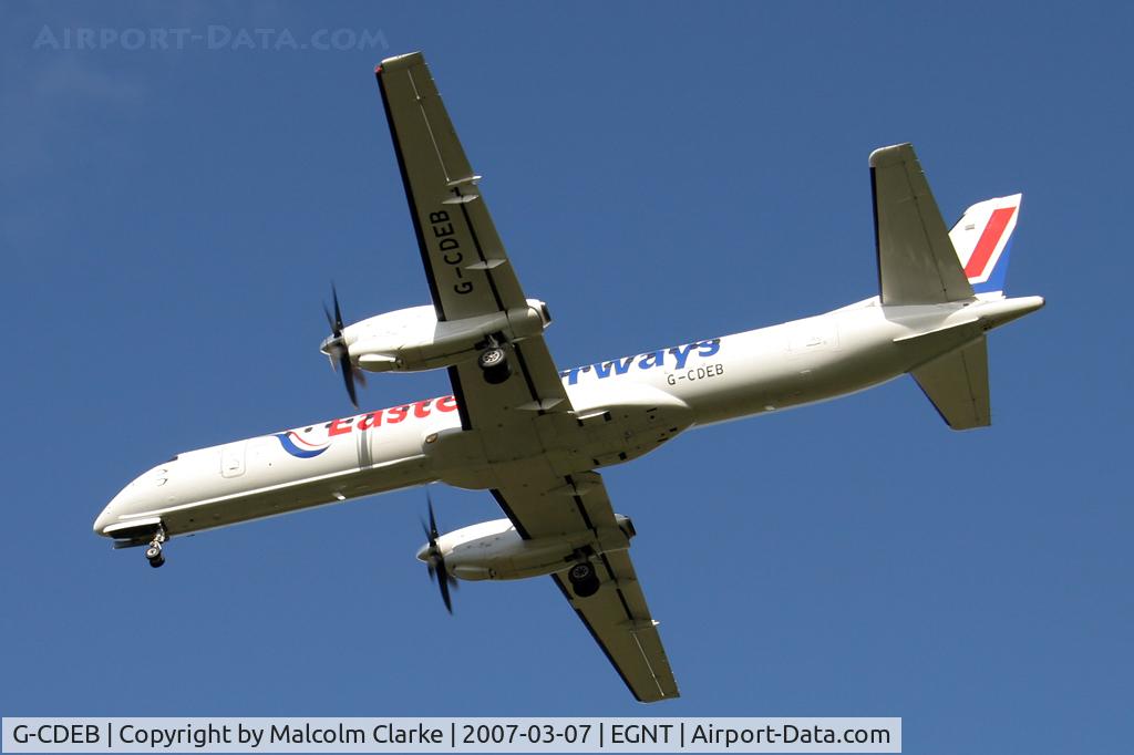 G-CDEB, 1996 Saab 2000 C/N 2000-036, Saab 2000 on approach to Rwy 25 at Newcastle Airport in 2007.