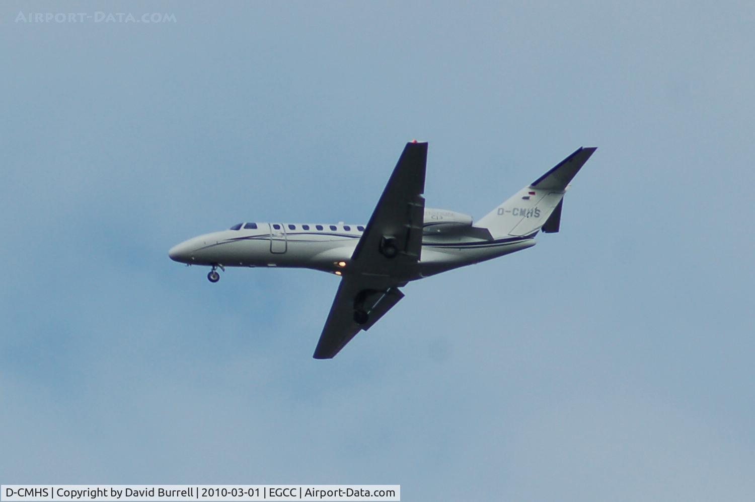 D-CMHS, 2007 Cessna 525B CitationJet CJ3 C/N 525B-0161, Cessna 525B Citation on approach to Manchester Airport