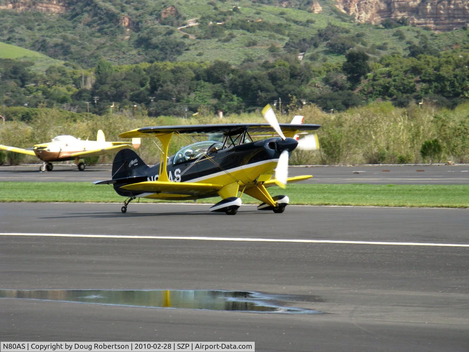N80AS, 1992 Pitts S-2B Special C/N 5244, 1992 Pitts Aerobatics PITTS S-2B, Lycoming AEIO-540, landing  roll Rwy 22