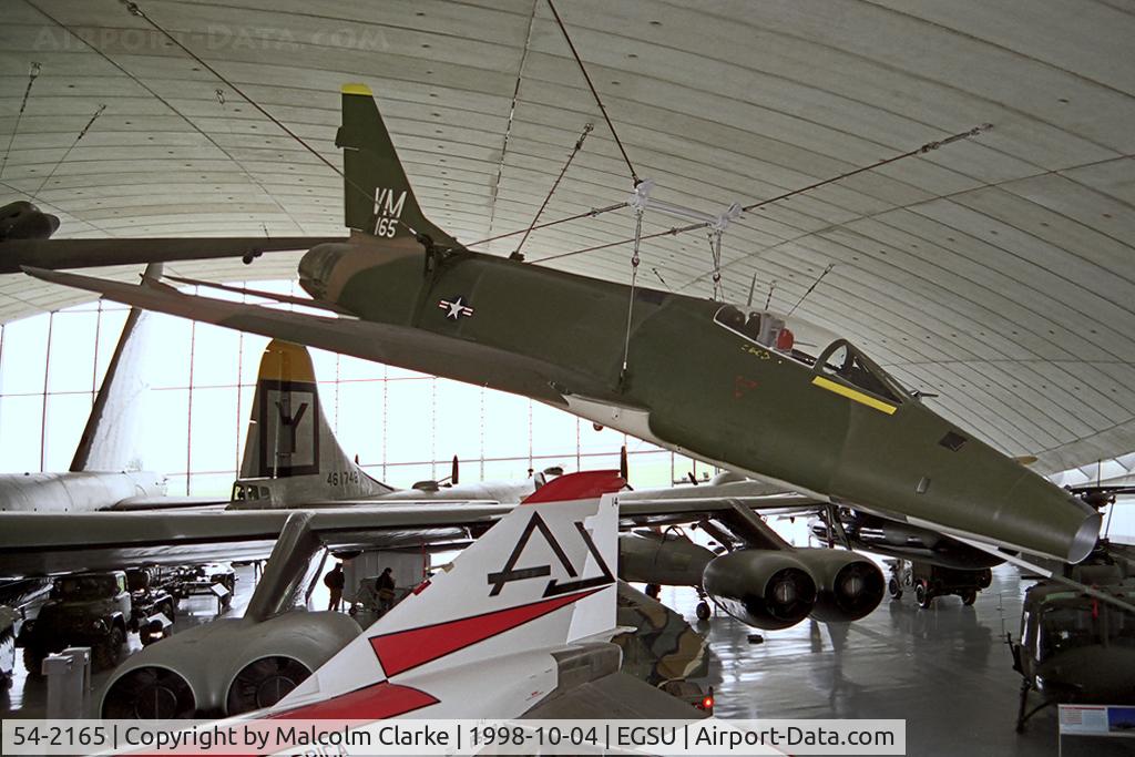 54-2165, North American F-100D Super Sabre C/N 223-45, North American F-100D Super Sabre in 1998. Restored in the original USAF colours and located in the American Air Museum at Duxford.