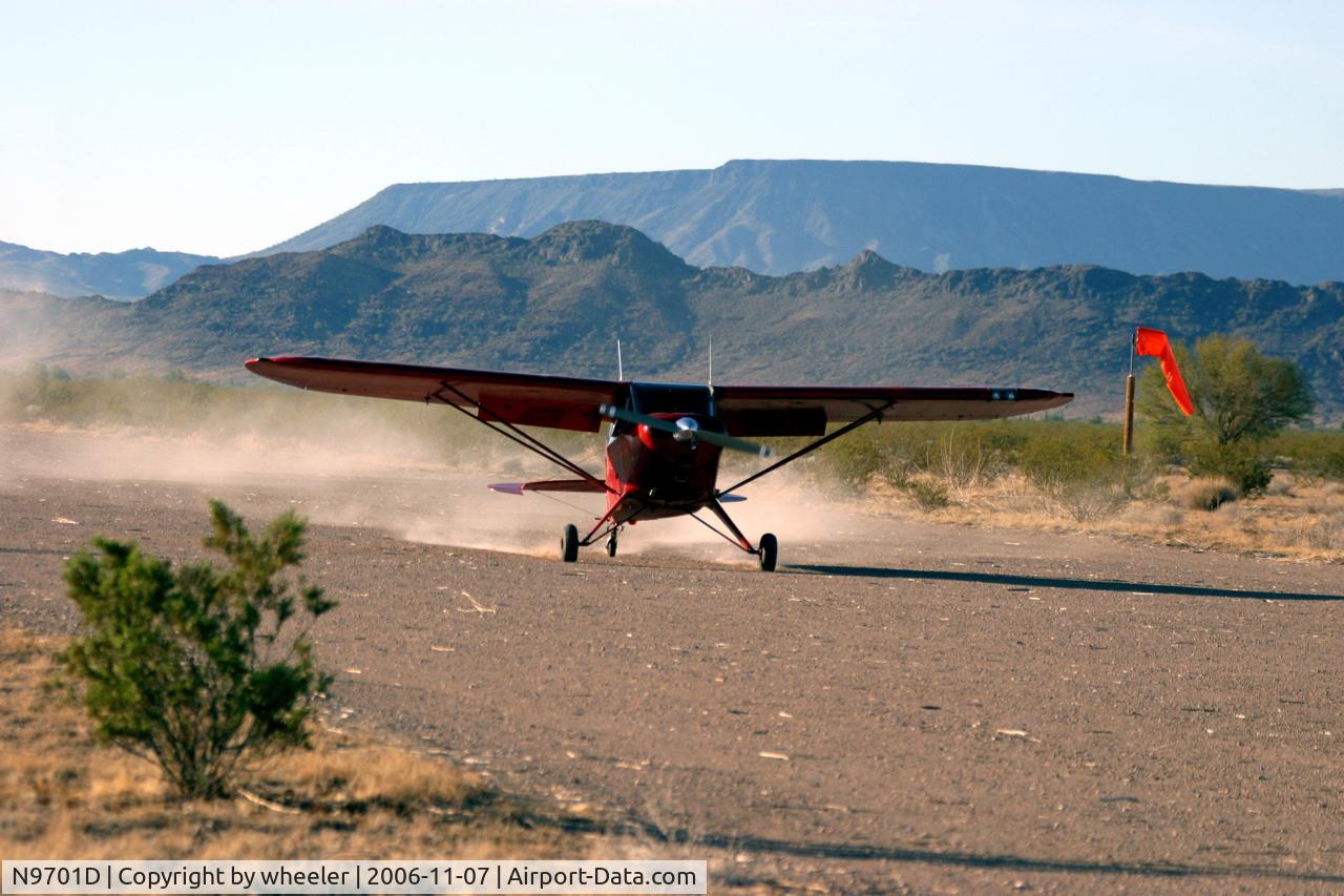 N9701D, 1959 Piper PA-22-160 Tri Pacer C/N 22-6612, landing Wheeler Ranch