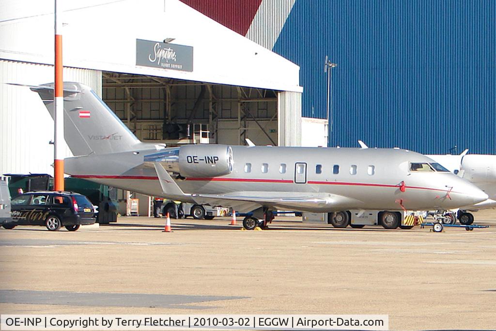 OE-INP, 2008 Bombardier Challenger 605 (CL-600-2B16) C/N 5745, Vistajet's Challenger 605 parked at Luton