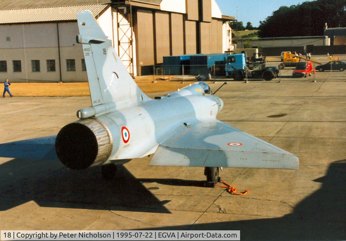 18, Dassault Mirage 2000C C/N 33, Mirage 2000C, callsign French Air Force 5121, of EC 2/2 on the flight-line at the 1995 Intnl Air Tattoo at RAF Fairford.