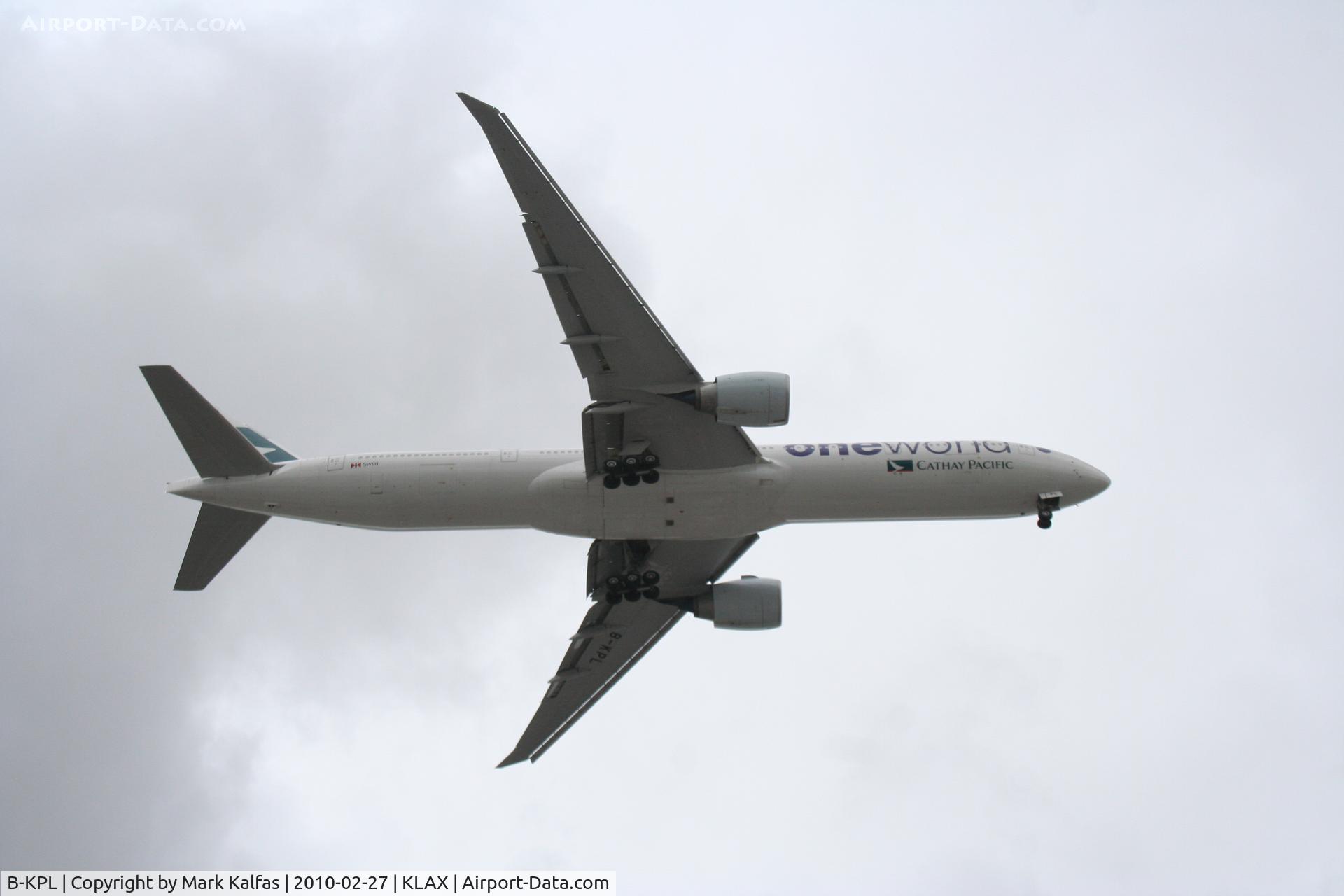 B-KPL, 2009 Boeing 777-367/ER C/N 36161, Cathay Pacific Cargo Boeing 777-367(ER), B-KPL on approach 24R KLAX..