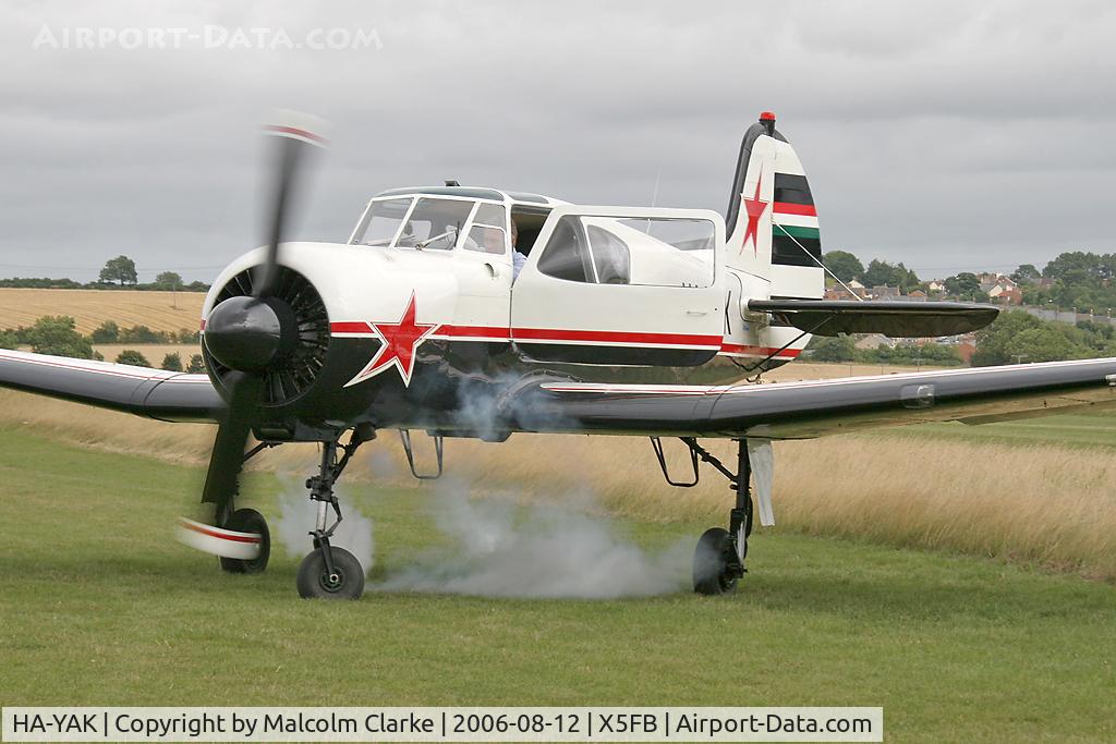 HA-YAK, Yakovlev Yak-18T C/N 22202044785, Yakovlev Yak-18T at Fishburn Airfield in 2007. A typically smokey start up!