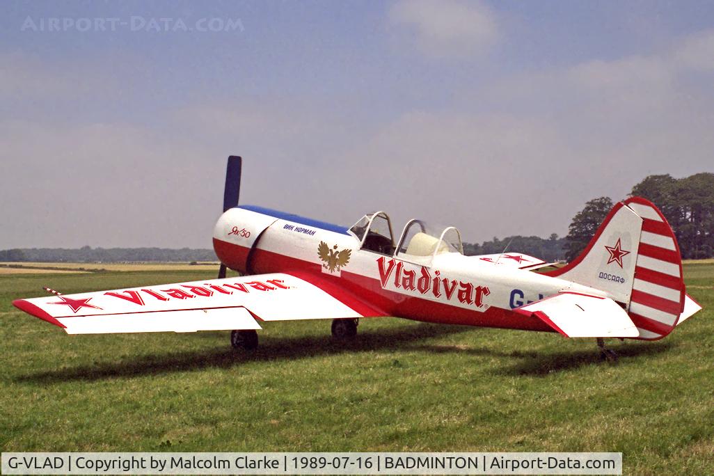 G-VLAD, 1979 Yakovlev Yak-50 C/N 791502, Yakovlev Yak-50. At Badminton Air Day, Badminton House in 1989.