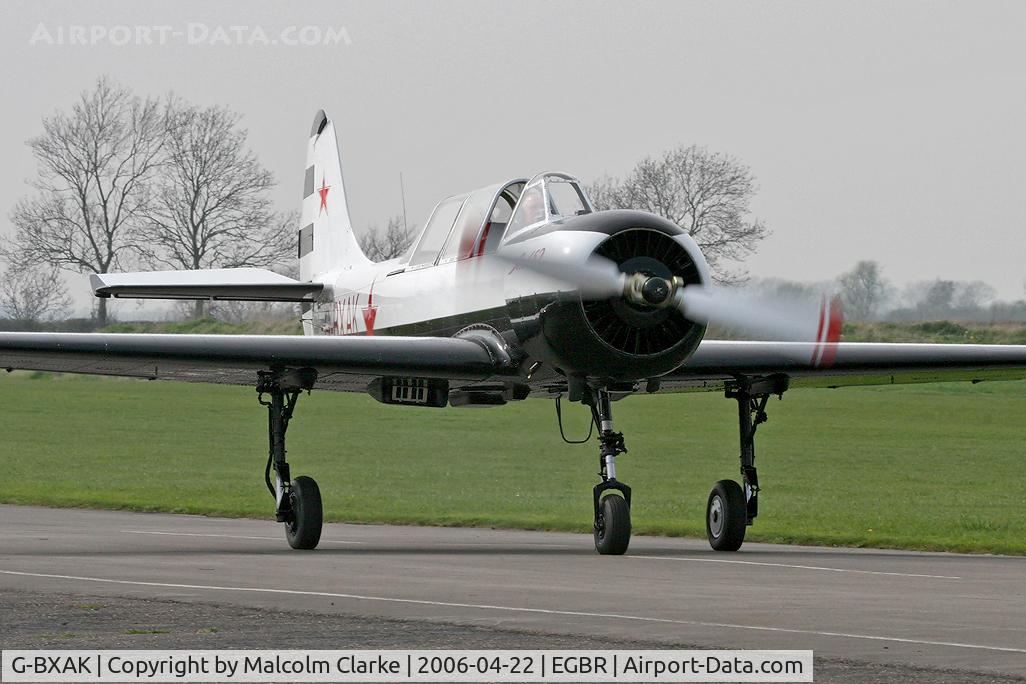 G-BXAK, 1981 Bacau Yak-52 C/N 811508, Bacau Yak-52. In Russian AF colours. A visitor to the 2006 John McLean Trophy aerobatics competition, Breighton Airfield.