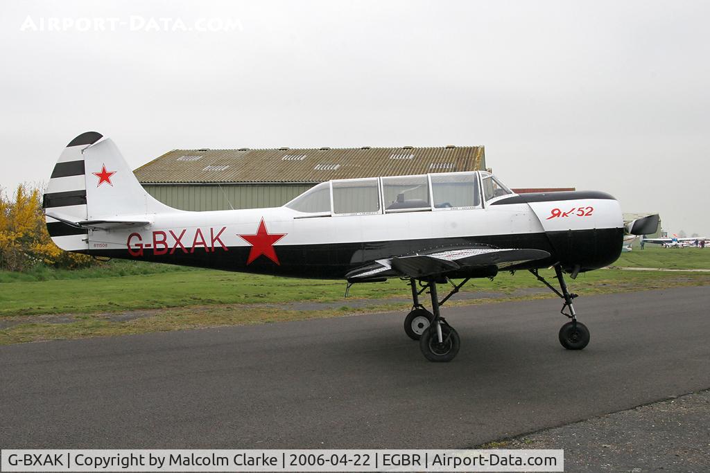G-BXAK, 1981 Bacau Yak-52 C/N 811508, Bacau Yak-52. In Russian AF colours. A visitor to the 2006 John McLean Trophy aerobatics competition, Breighton Airfield.