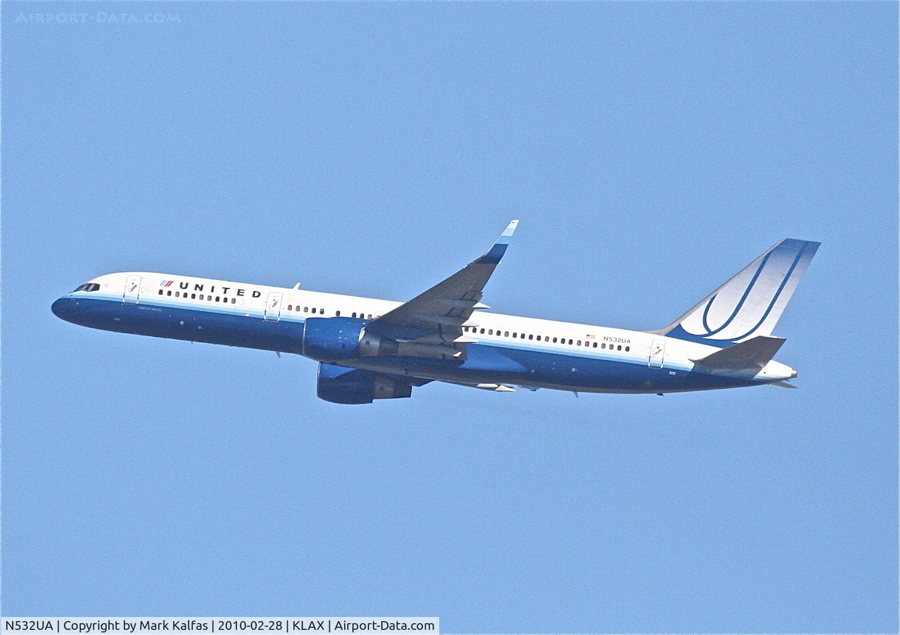 N532UA, 1991 Boeing 757-222 C/N 25072, United Airlines Boeing 757-222, UAL22 to KJFK, 25R departure KLAX.