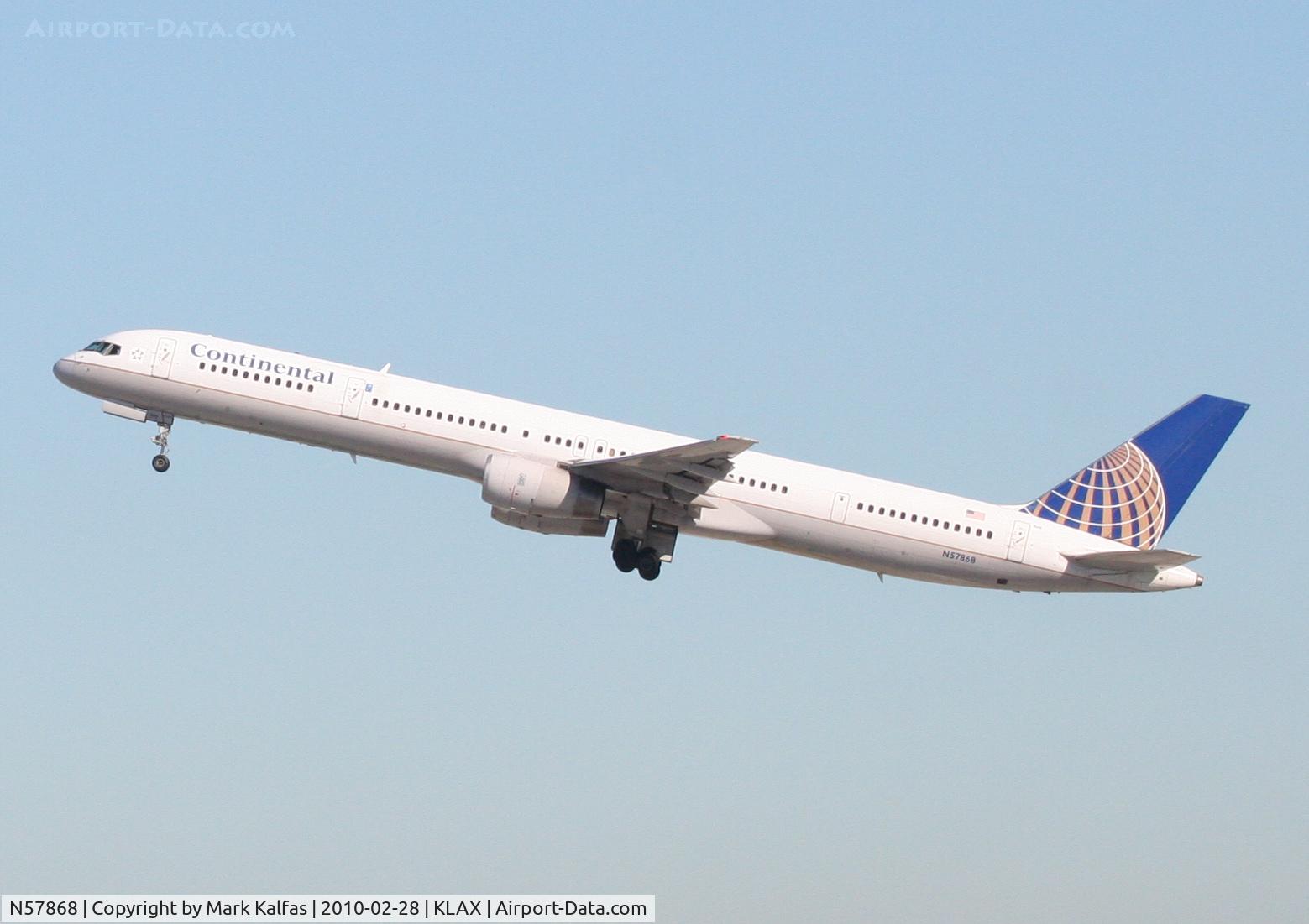 N57868, 2002 Boeing 757-33N C/N 32590, Continental Airlines Boeing 757-33N, COA1594 25R departure KLAX en route to KIAH.