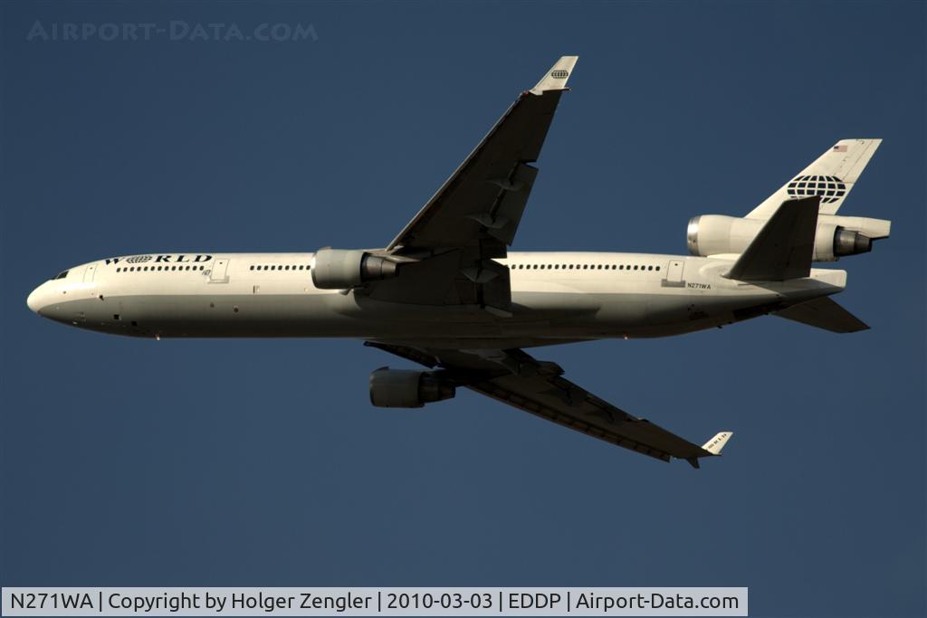N271WA, 1992 McDonnell Douglas MD-11 C/N 48518, Leaving LEJ for a long journey back home