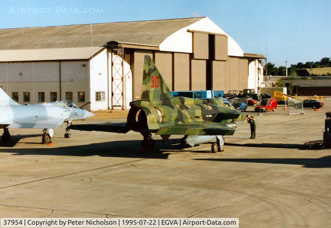 37954, Saab AJSF 37 Viggen C/N 37954, SF-37 Viggen of F7 Wing Royal Swedish Air Force on the flight-line at the 1995 Intnl Air Tattoo at RAF Fairford.